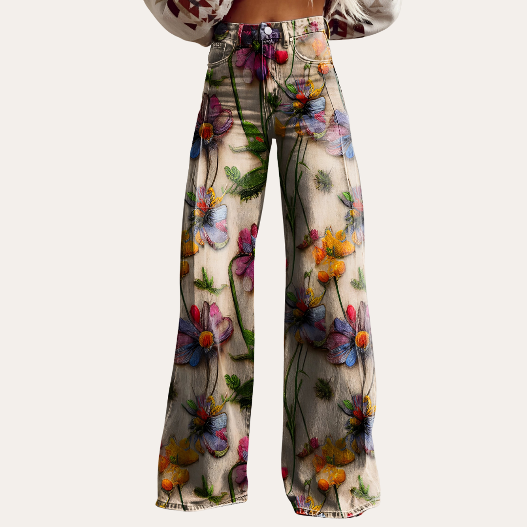 Blumenmuster Schlaghosen für Damen | Vestea