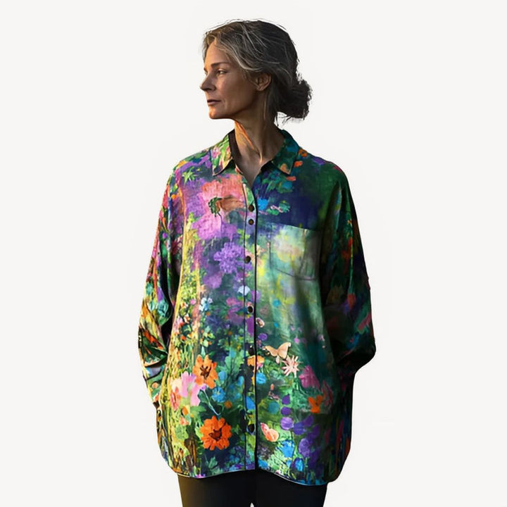 Damen Blumen Langarmhemd Frauen | Vestea