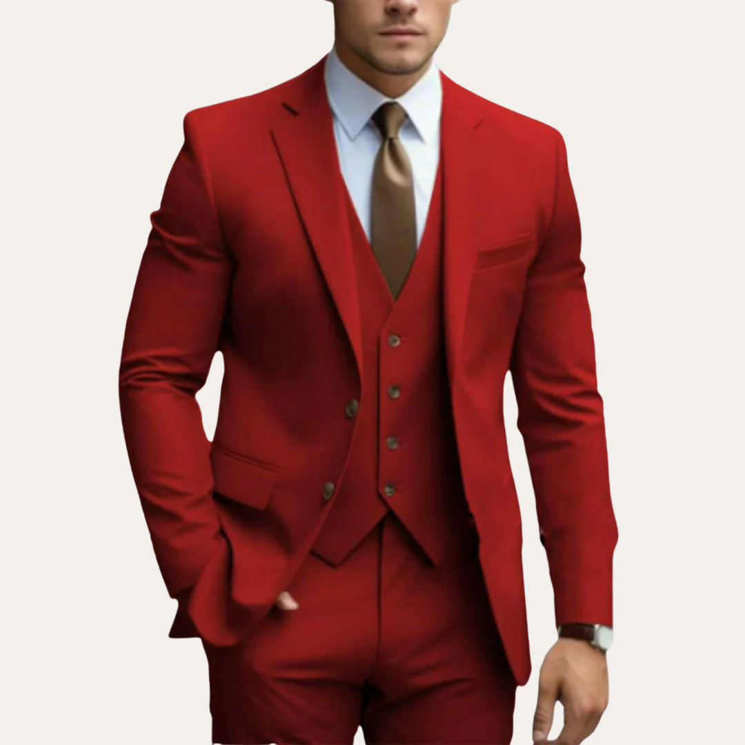 Herren Slim Fit Business Anzug Dreiteilig Wolle | Vestea