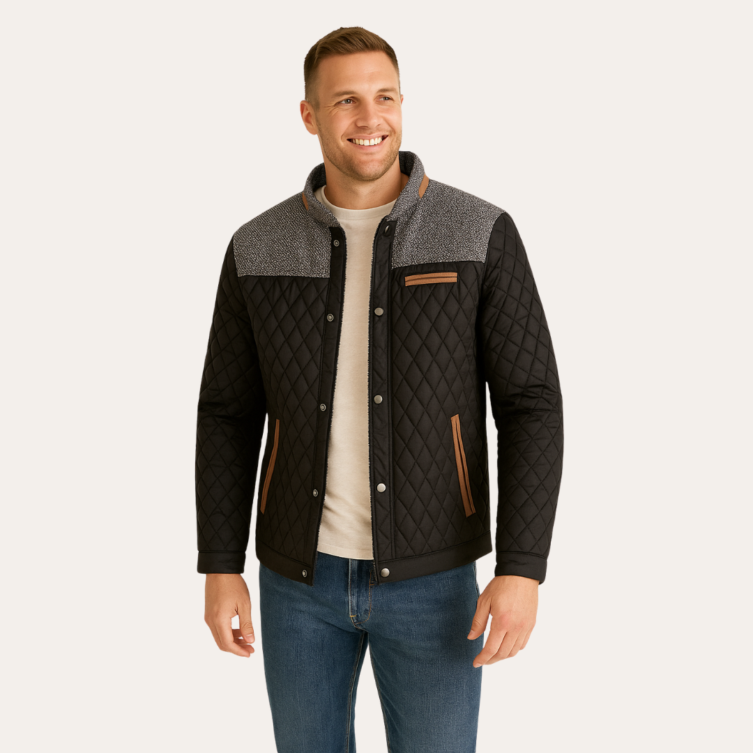 Herren-Steppjacke mit Stehkragen und Strickdetails | Vestea