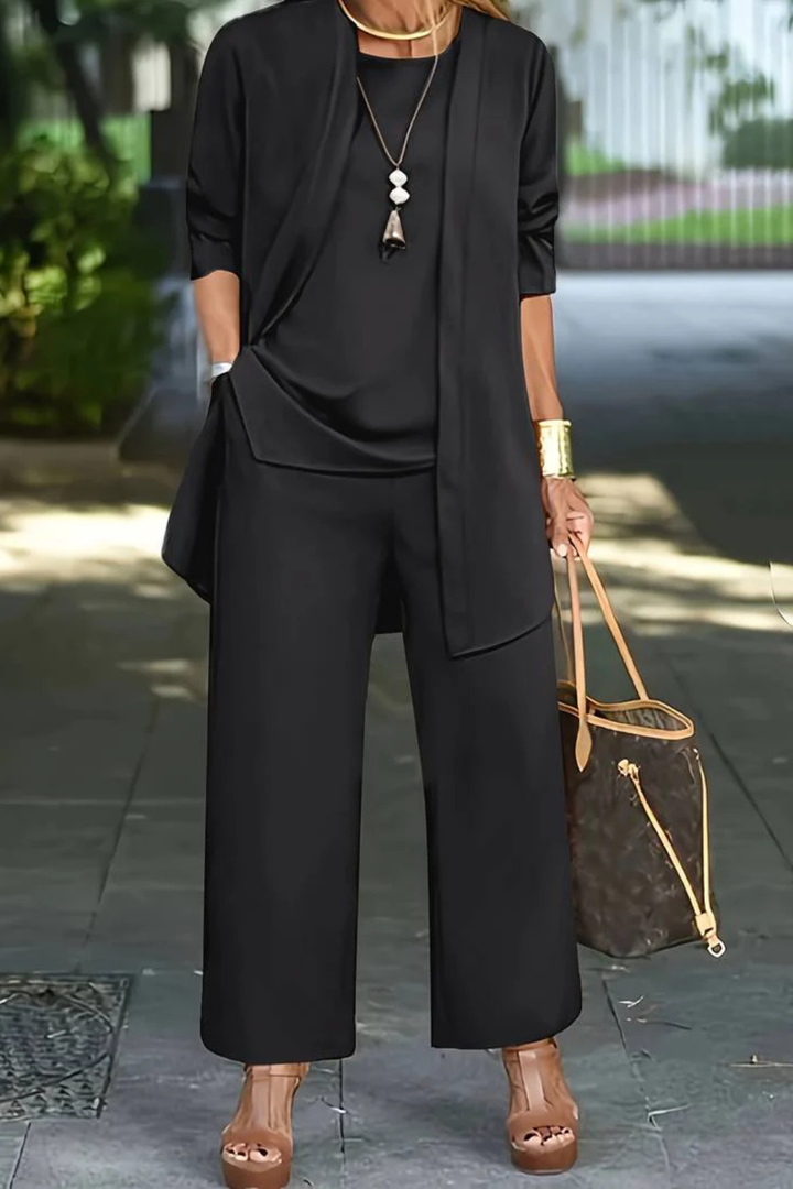 Conjunto de 3 piezas para mujer, terciopelo, ajuste slim, sin mangas, formal con botones