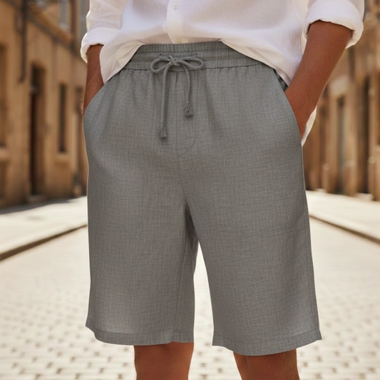 Mens linen shorts relaxed fit drawstring summer