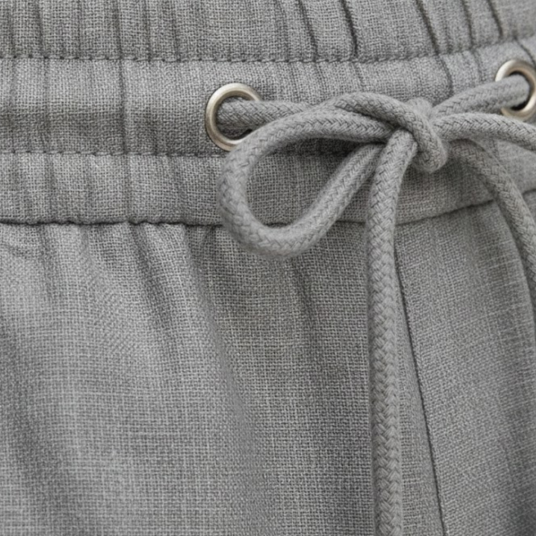 Pantalones cortos de lino para hombre, ajuste holgado, con cordón, verano