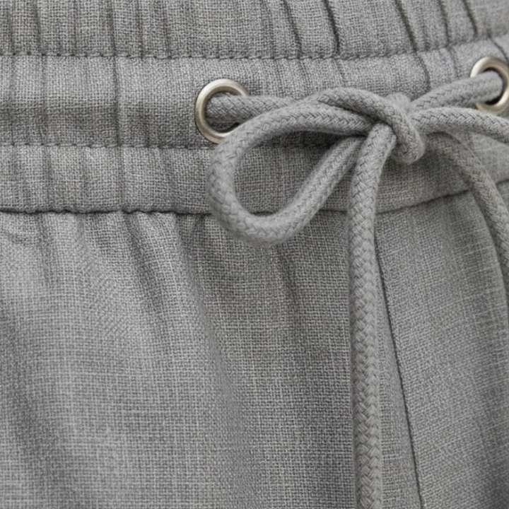 Pantalones cortos de lino para hombre, ajuste holgado, con cordón, verano