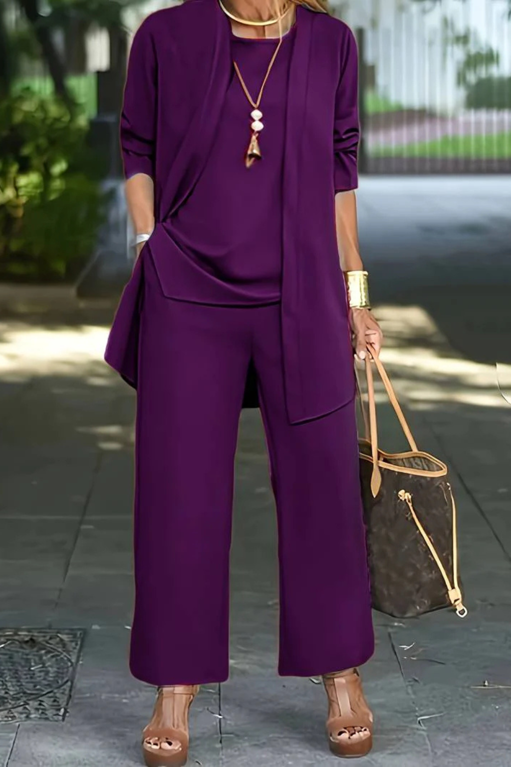 Conjunto de 3 piezas para mujer, terciopelo, ajuste slim, sin mangas, formal con botones