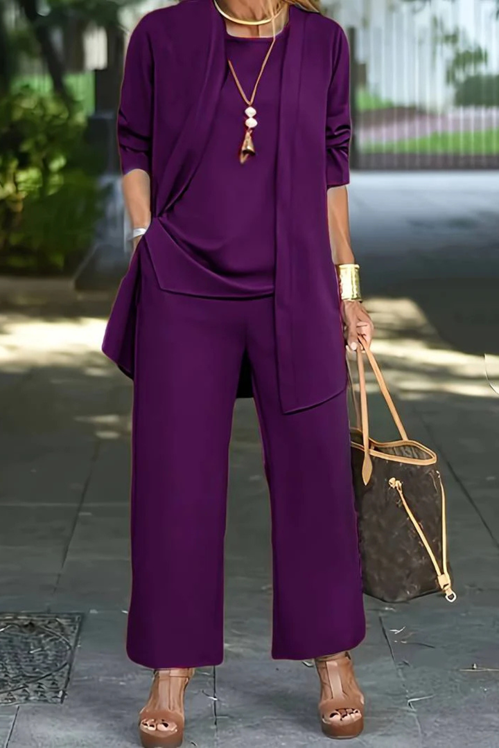 Conjunto de 3 piezas para mujer, terciopelo, ajuste slim, sin mangas, formal con botones