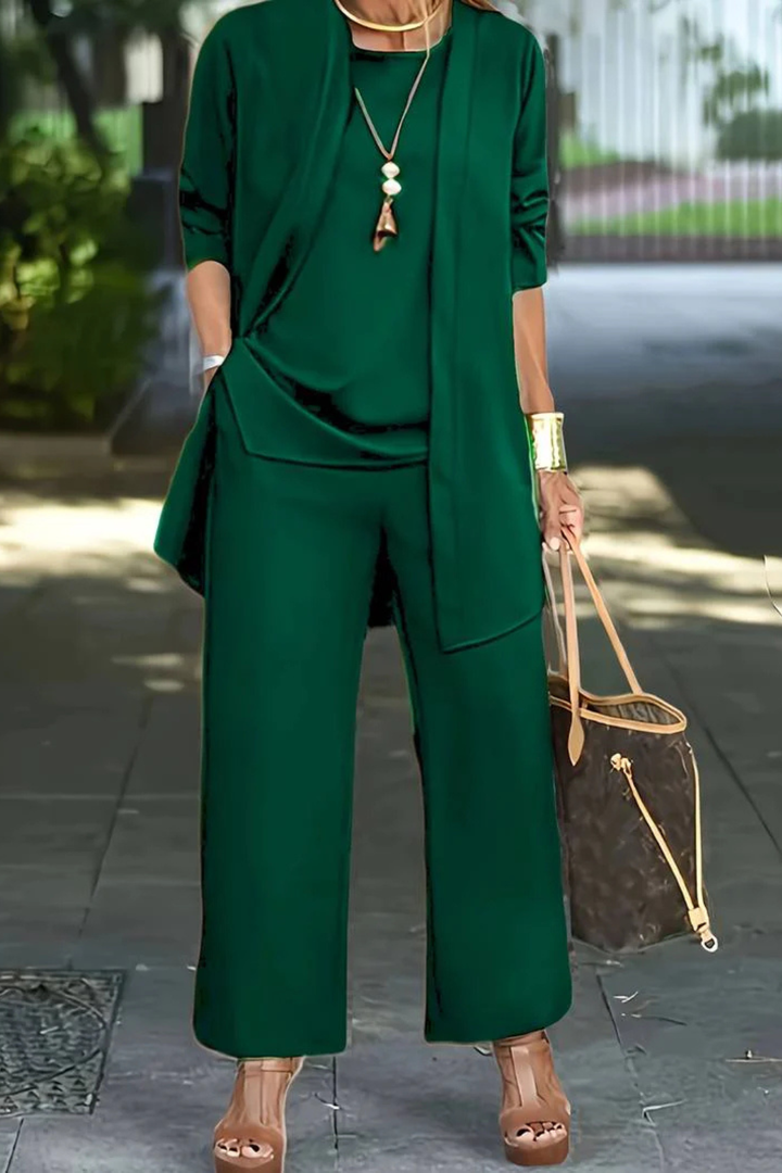 Conjunto de 3 piezas para mujer, terciopelo, ajuste slim, sin mangas, formal con botones