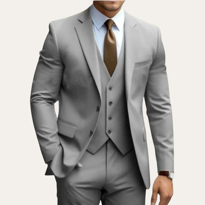 Herren Slim Fit Business Anzug Dreiteilig Wolle | Vestea