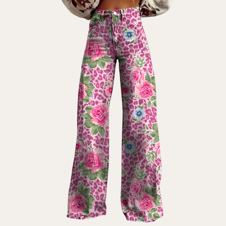Blumenmuster Schlaghosen für Damen | Vestea