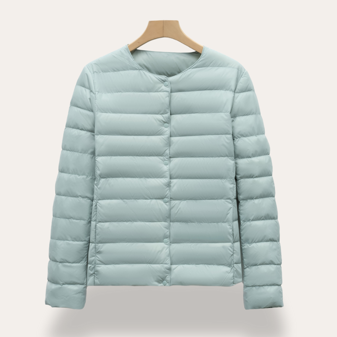 Damen Steppjacke Ultraleicht Rundhalsausschnitt mit Druckknöpfen | Vestea