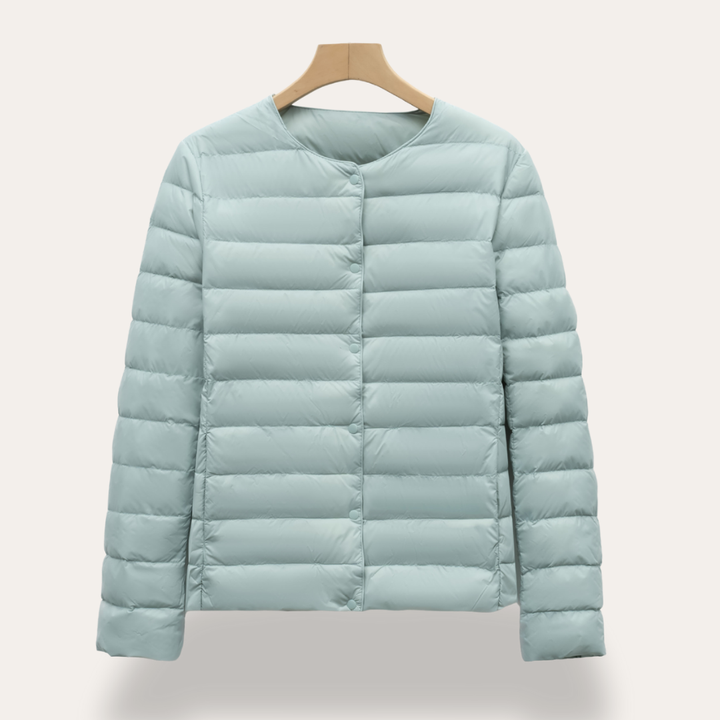 Damen Steppjacke Ultraleicht Rundhalsausschnitt mit Druckknöpfen | Vestea