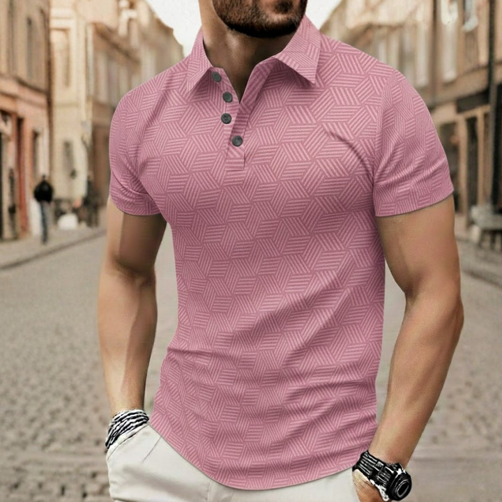 Mens polo shirt short sleeve geometric