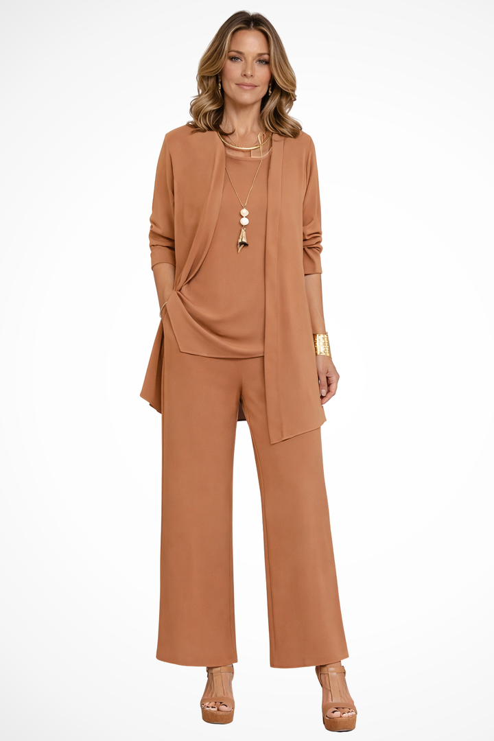 Conjunto de 3 piezas para mujer, terciopelo, ajuste slim, sin mangas, formal con botones