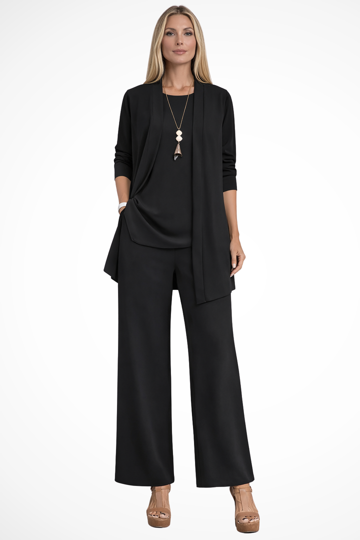 Conjunto de 3 piezas para mujer, terciopelo, ajuste slim, sin mangas, formal con botones