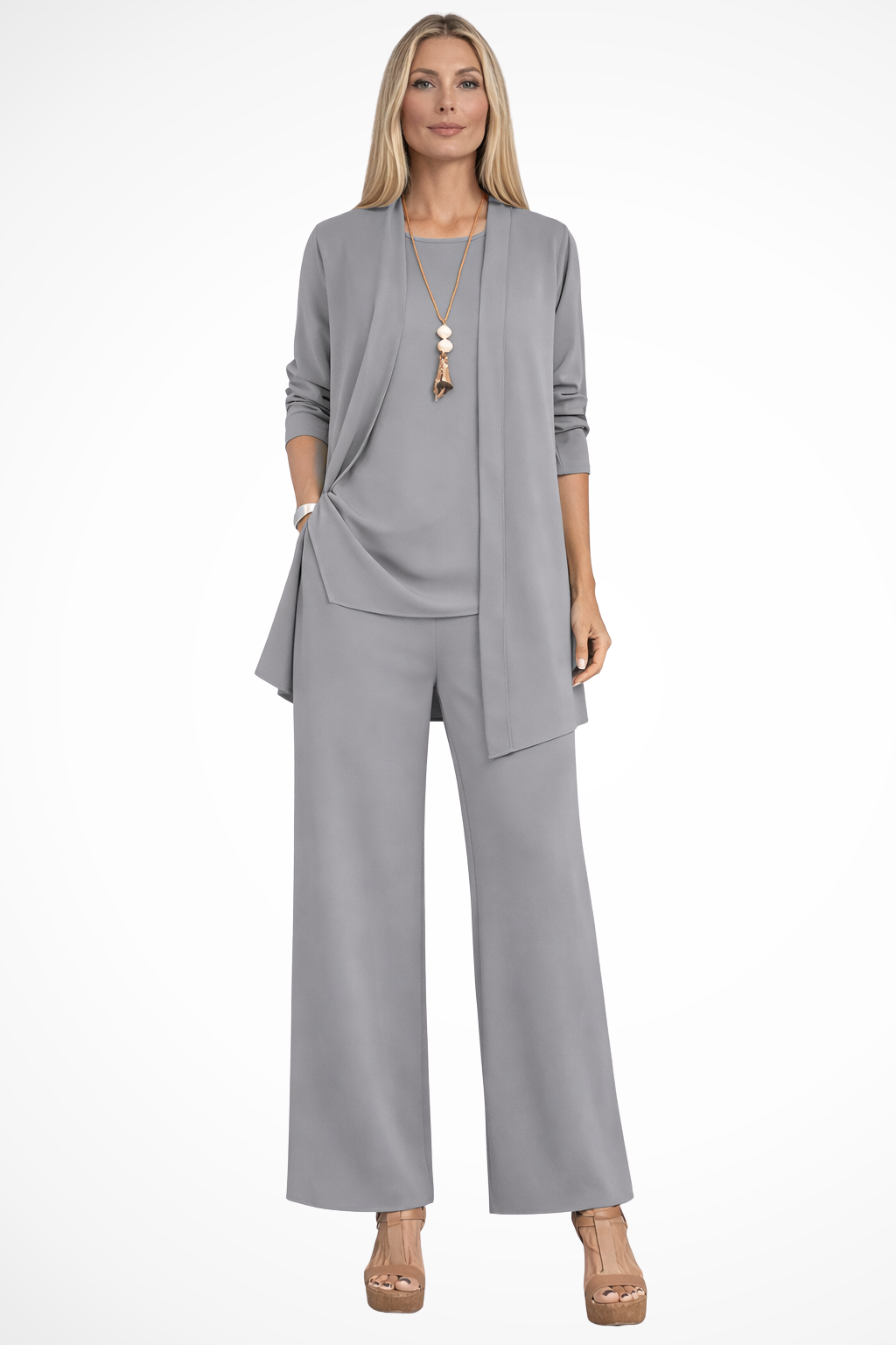 Conjunto de 3 piezas para mujer, terciopelo, ajuste slim, sin mangas, formal con botones