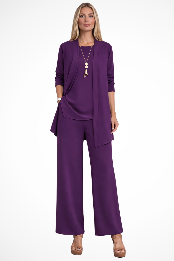 Conjunto de 3 piezas para mujer, terciopelo, ajuste slim, sin mangas, formal con botones
