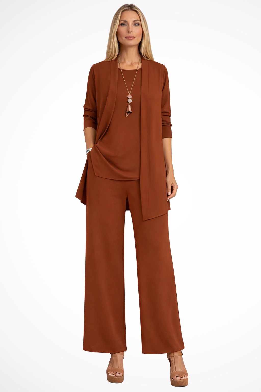 Conjunto de 3 piezas para mujer, terciopelo, ajuste slim, sin mangas, formal con botones