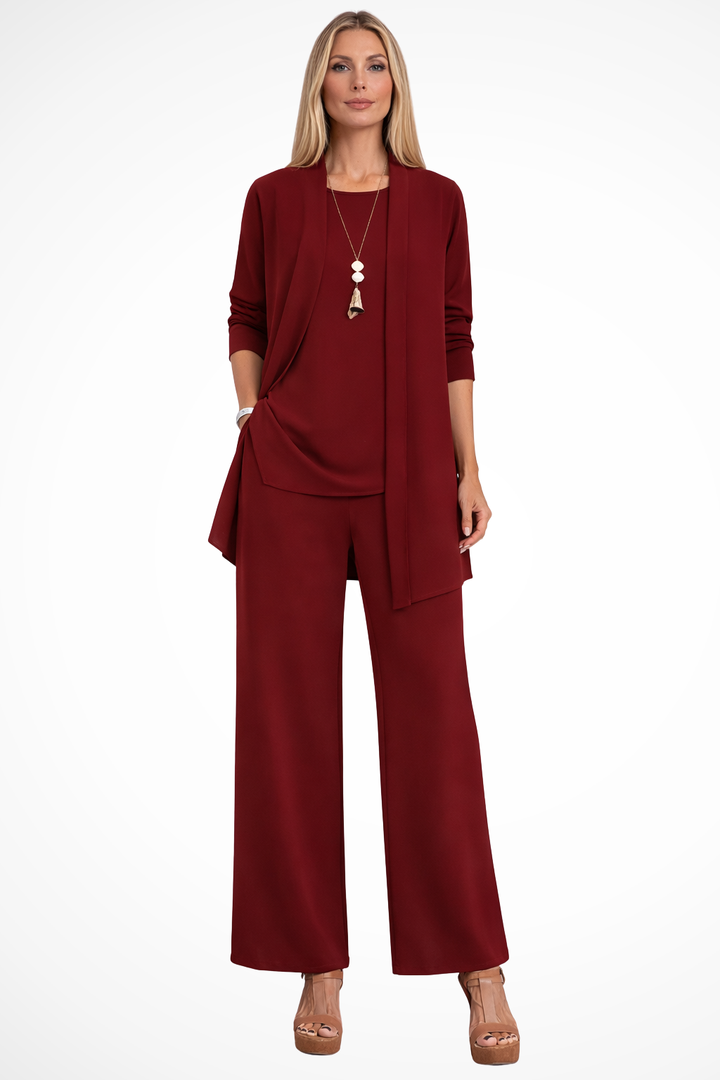 Conjunto de 3 piezas para mujer, terciopelo, ajuste slim, sin mangas, formal con botones