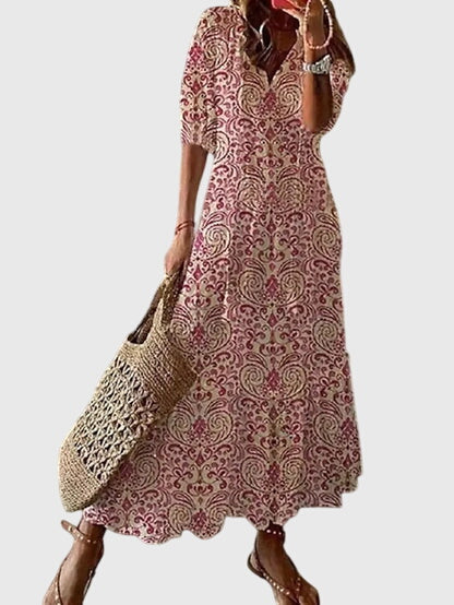 Robe femme en viscose à fleurs, sans manches, col en V, style bohème vintage