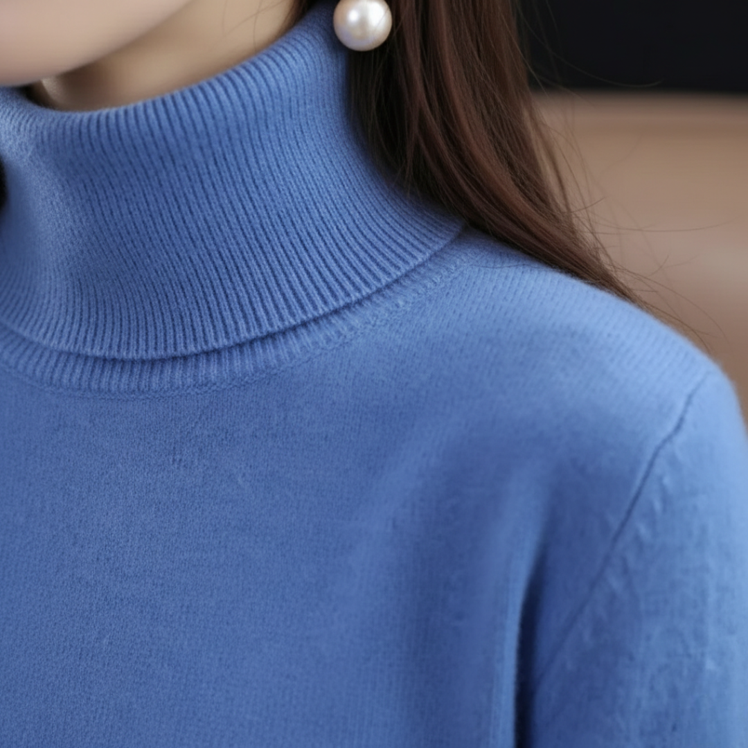 Pull à col roulé en maille à manches longues pour femme