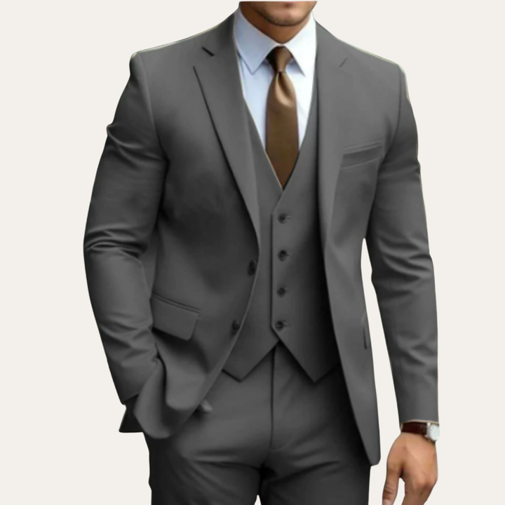 Herren Slim Fit Business Anzug Dreiteilig Wolle | Vestea