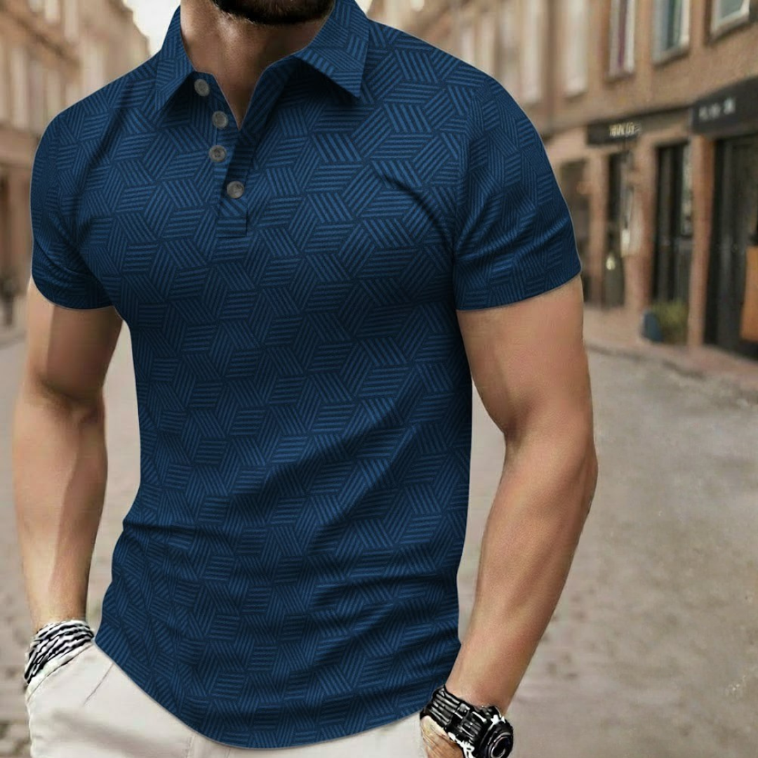 Polo homme manches courtes motif géométrique