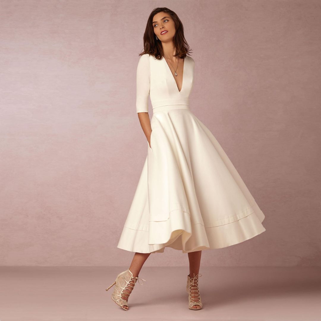 Elegantes Baumwoll Midikleid Damen | Vestea