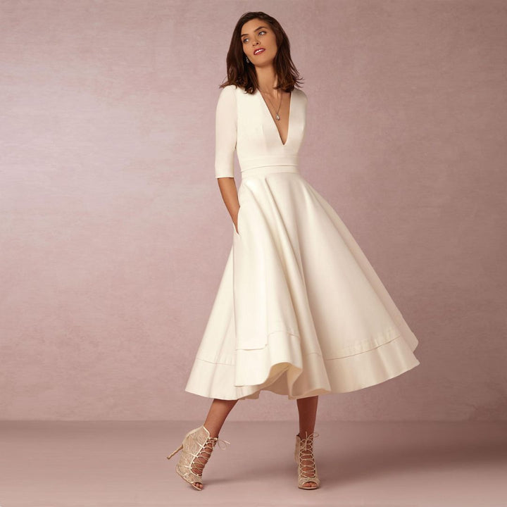 Elegantes Baumwoll Midikleid Damen | Vestea