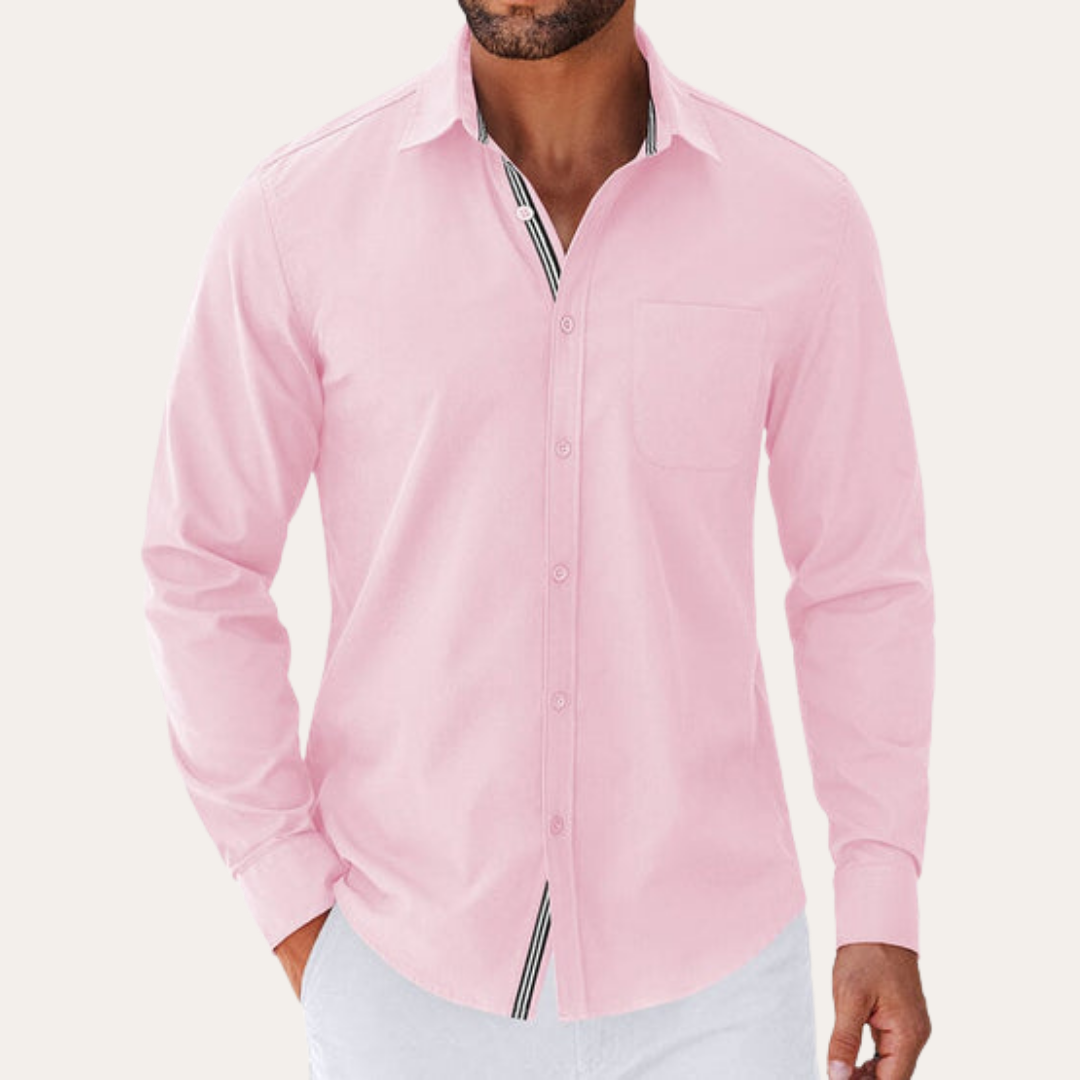 Herren Langarmhemd Mischgewebe Regular Fit | Vestea