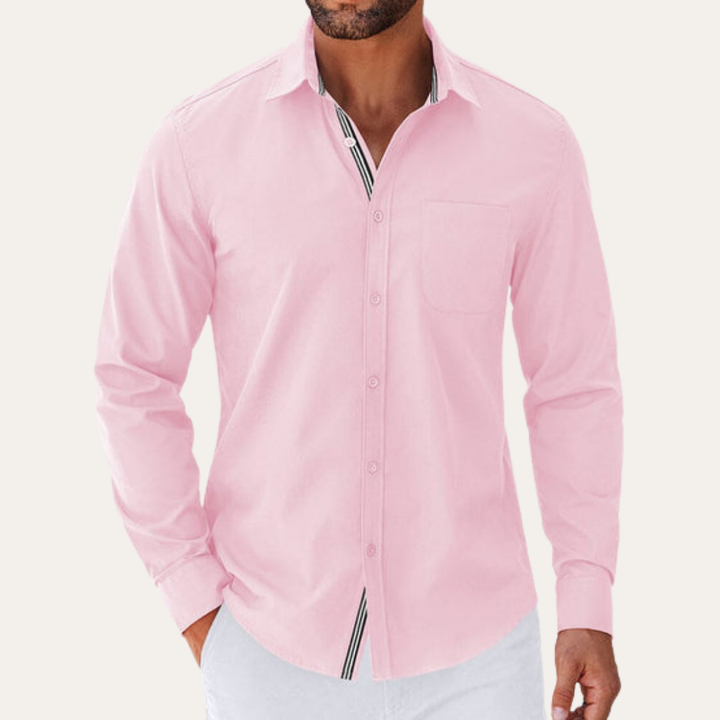 Herren Langarmhemd Mischgewebe Regular Fit | Vestea
