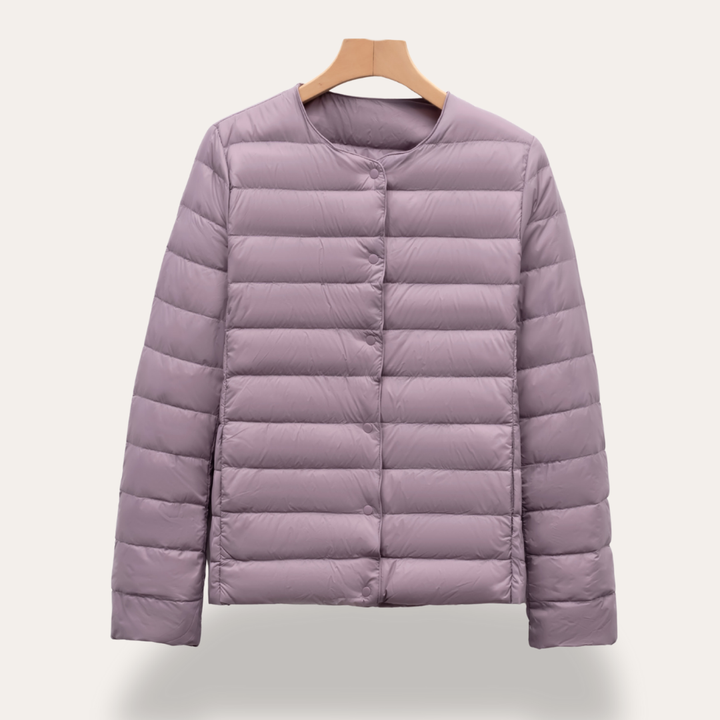 Damen Steppjacke Ultraleicht Rundhalsausschnitt mit Druckknöpfen | Vestea
