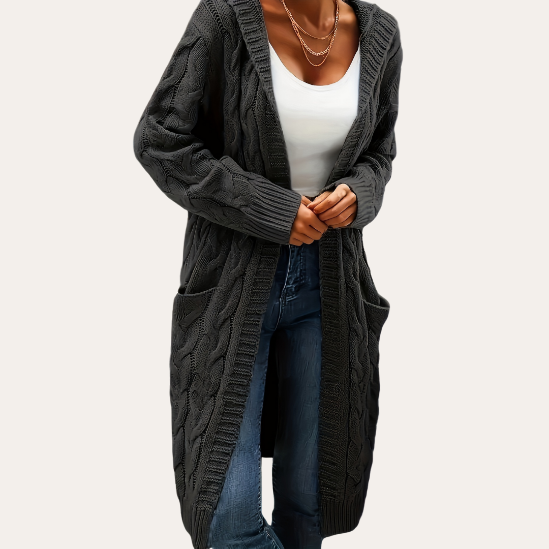 Damen Strickcardigan mit Kapuze und Taschen | Vestea