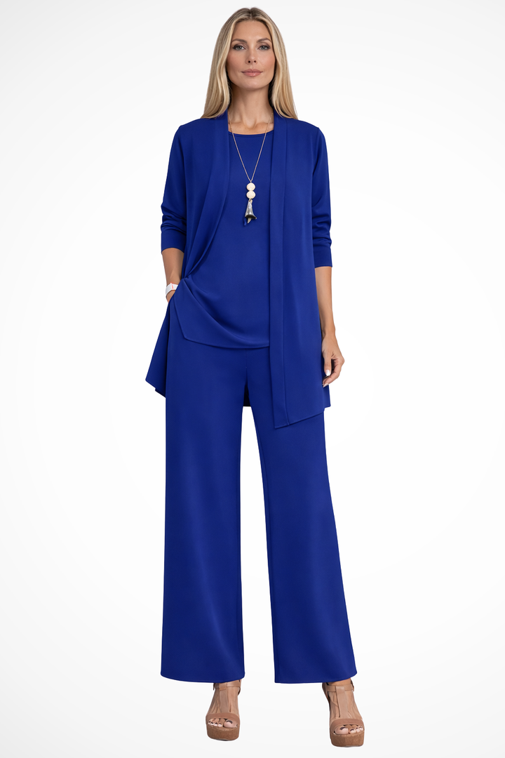 Conjunto de 3 piezas para mujer, terciopelo, ajuste slim, sin mangas, formal con botones