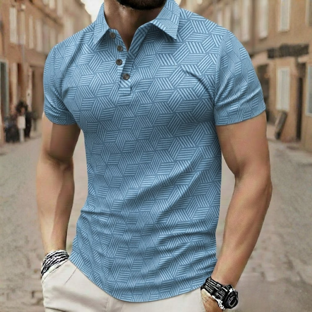 Mens polo shirt short sleeve geometric