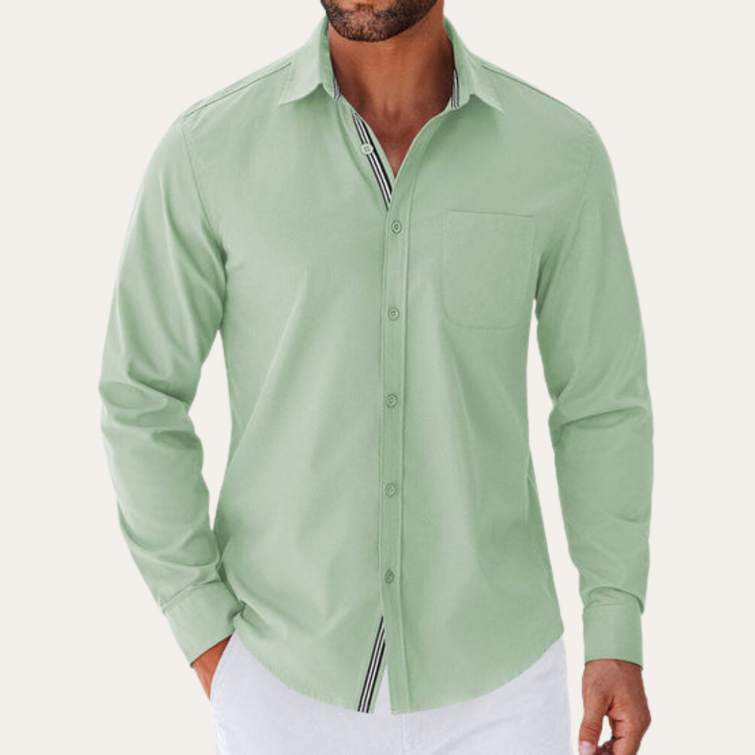 Herren Langarmhemd Mischgewebe Regular Fit | Vestea