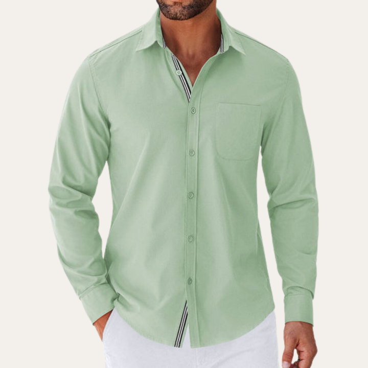 Herren Langarmhemd Mischgewebe Regular Fit | Vestea