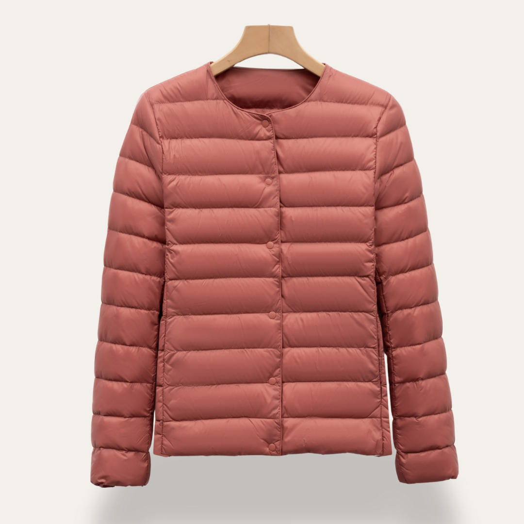 Damen Steppjacke Ultraleicht Rundhalsausschnitt mit Druckknöpfen | Vestea