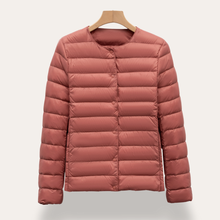 Damen Steppjacke Ultraleicht Rundhalsausschnitt mit Druckknöpfen | Vestea