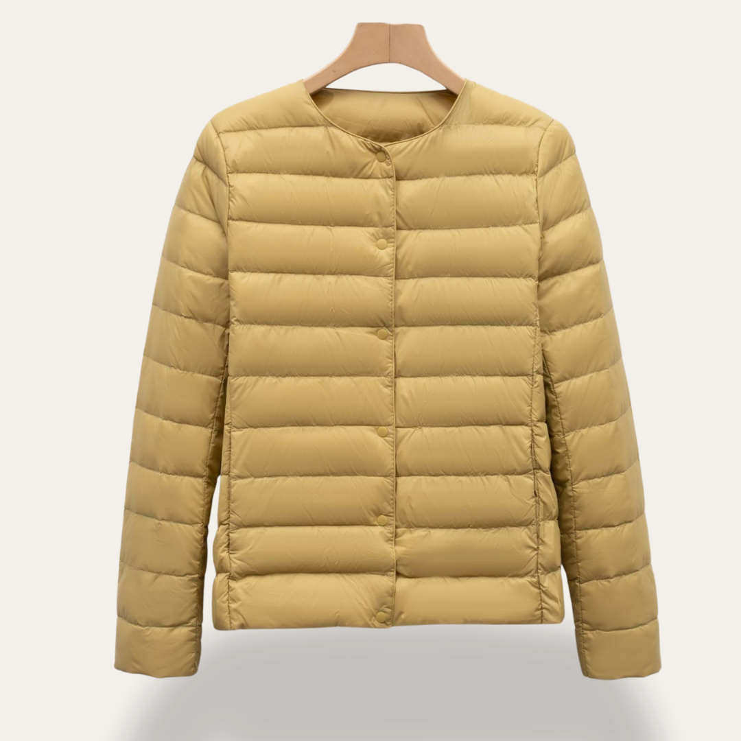 Damen Steppjacke Ultraleicht Rundhalsausschnitt mit Druckknöpfen | Vestea