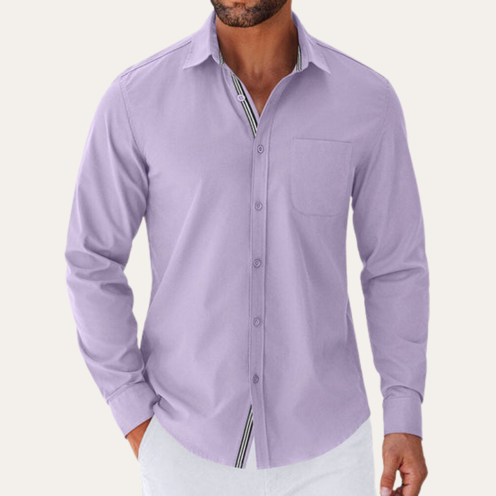 Herren Langarmhemd Mischgewebe Regular Fit | Vestea