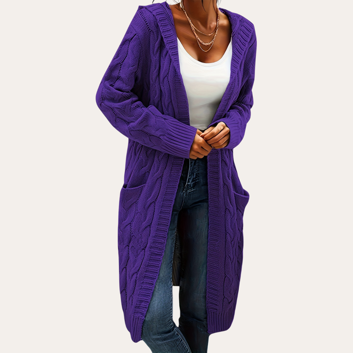 Damen Strickcardigan mit Kapuze und Taschen | Vestea