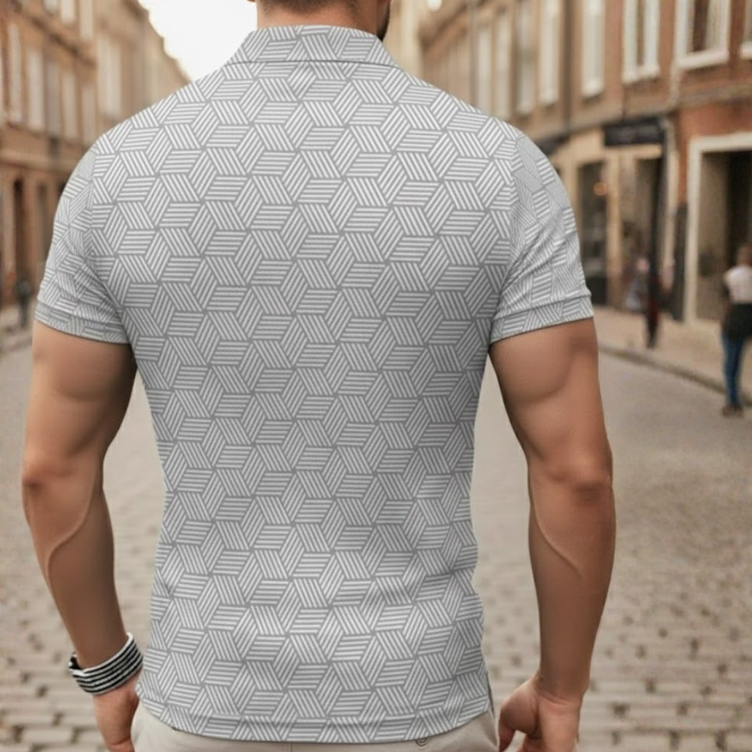 Mens polo shirt short sleeve geometric