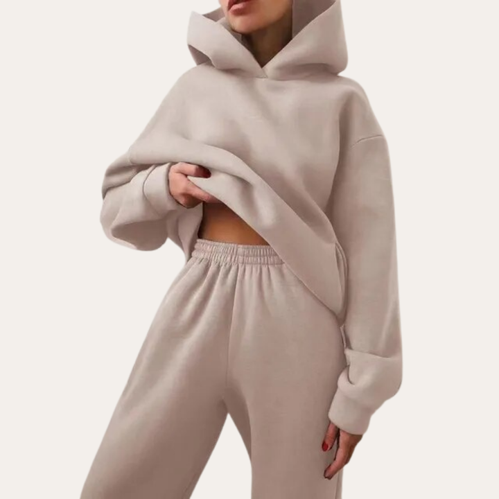 Damen Trainingsanzug Zweiteiler Hoodie Jogginganzug Baumwolle Freizeit | Vestea