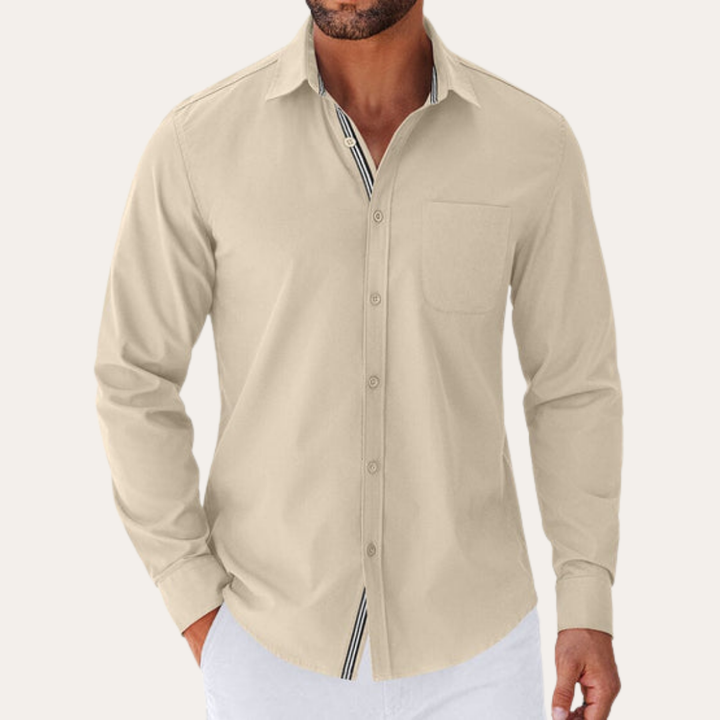 Herren Langarmhemd Mischgewebe Regular Fit | Vestea
