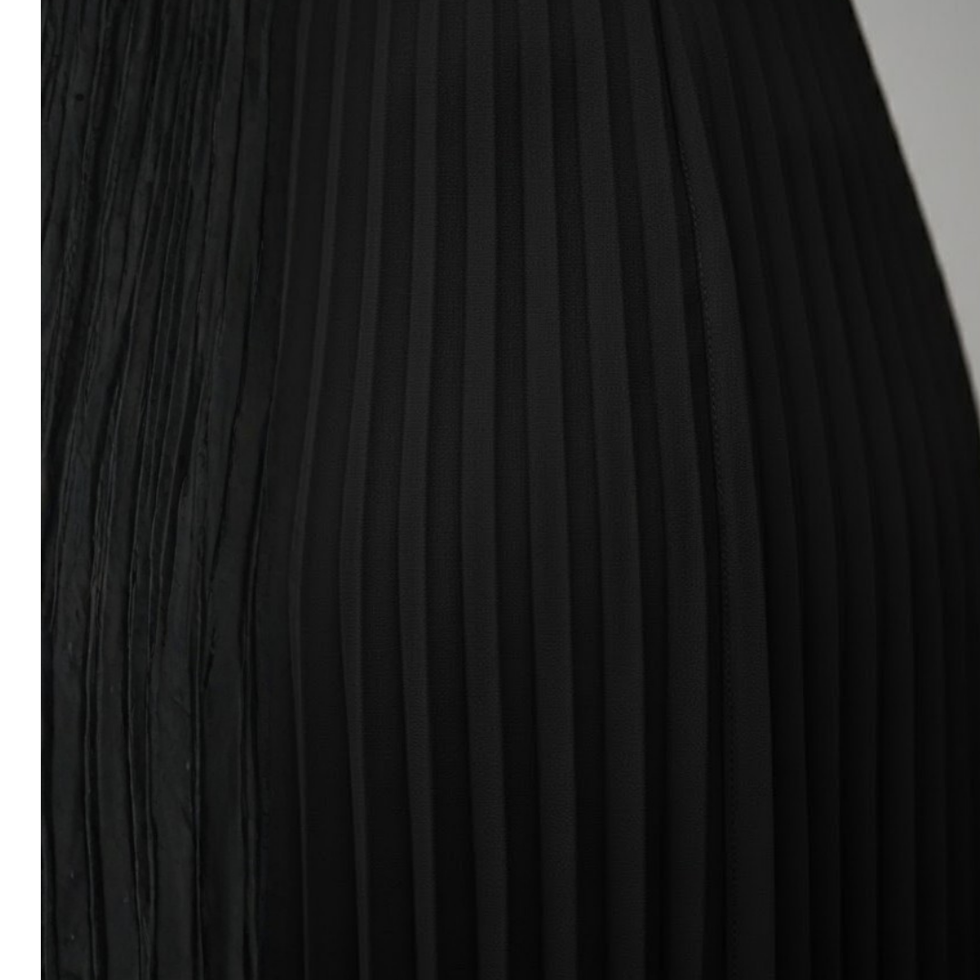 Robe longue plissée sans manches pour femme col bateau