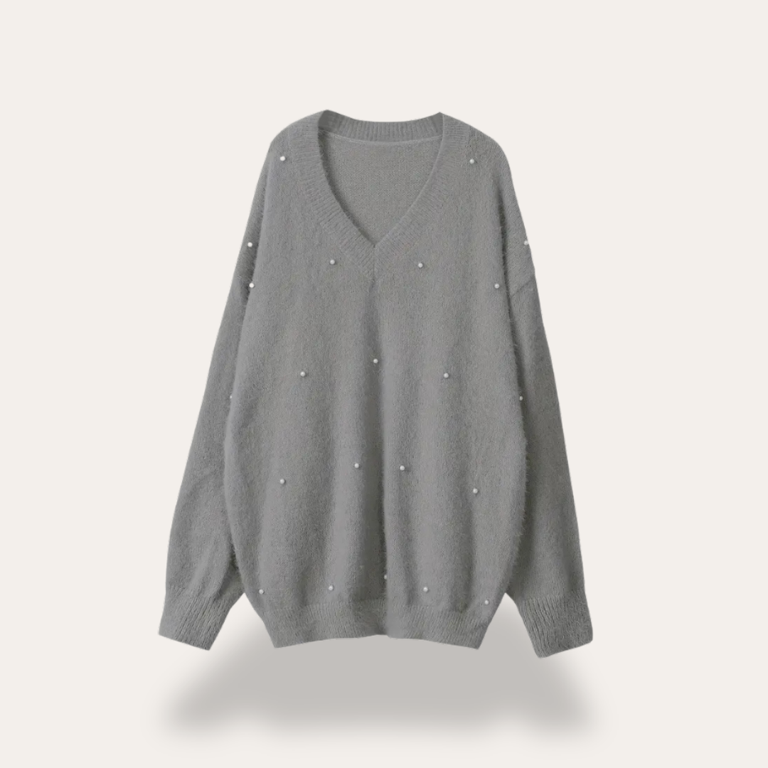 Strickpullover mit Perlendetails für Damen | Vestea