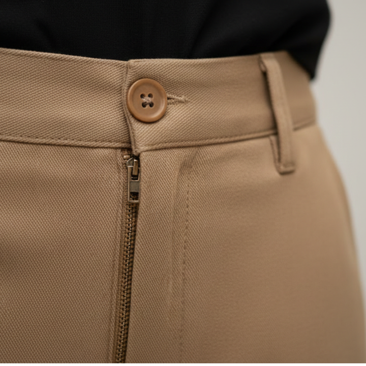 Pantalon pour femme en coton et polyester, taille élastique, coupe droite
