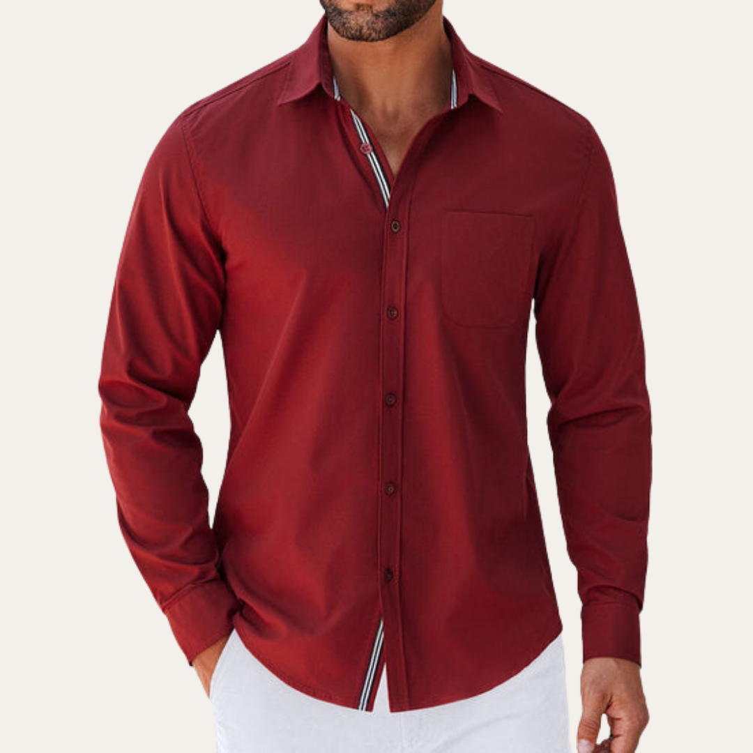 Herren Langarmhemd Mischgewebe Regular Fit | Vestea