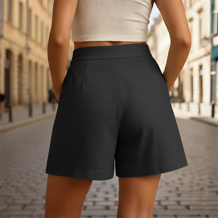 Pantalones cortos de talle alto para mujer con detalle de botones