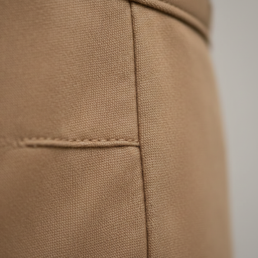 Pantalon pour femme en coton et polyester, taille élastique, coupe droite